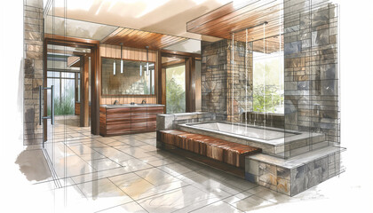 Contemporary Bathroom Interior Design Sketch