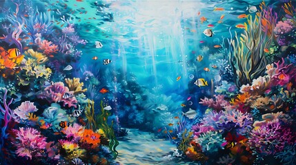 Fototapeta premium Underwater Wonderland Exploration./n