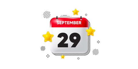 Calendar date of September 3d icon. 29th day of the month icon. Event schedule date. Meeting appointment time. 29th day of September. Calendar month date banner. Day or Monthly page. Vector