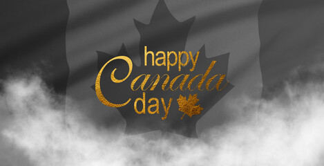 Maple leaf with firework poster for celebrate the national day of Canada. Happy Canada Day card....