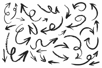 Charcoal Hand Draw Arrows Collection Doodle Chalk Grunge Arrows Set Brush Strokes Artistic Grunge 2