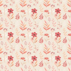 Peach Fuzz Cute Floral Seamless Pattern Botanical Elegant Small Flowers Pattern