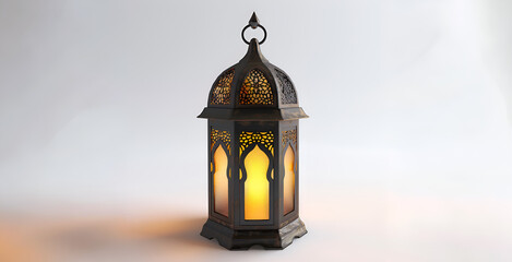 Fototapeta na wymiar Solitary Radiance: The Allure of an Intricate Arabic Lantern