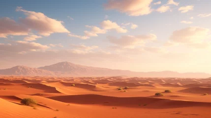 Foto op Plexiglas a desert landscape with hills and clouds © Xanthius
