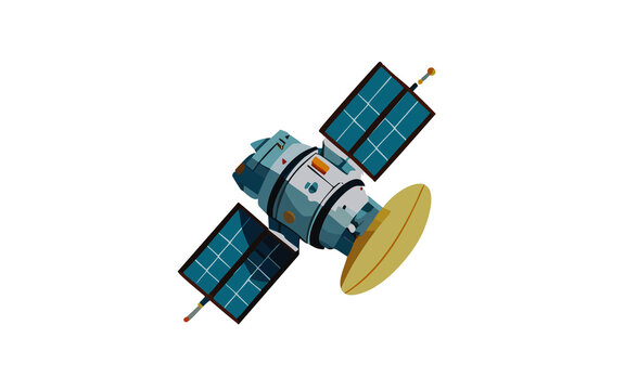 illustrazione stile fumetto di satelliti per telecomunicazioni