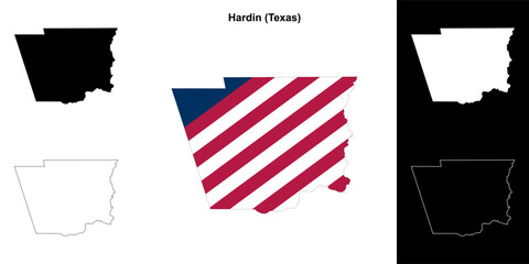 Hardin County (Texas) outline map set - obrazy, fototapety, plakaty
