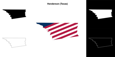 Henderson County (Texas) outline map set