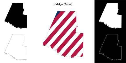 Hidalgo County (Texas) outline map set