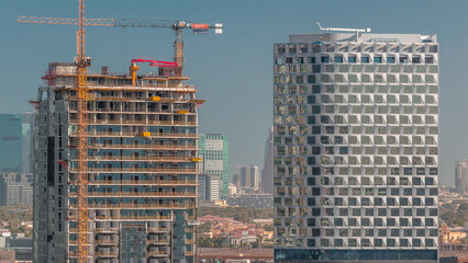 Construction of new modern skyscrapers in luxury Dubai city,United Arab Emirates