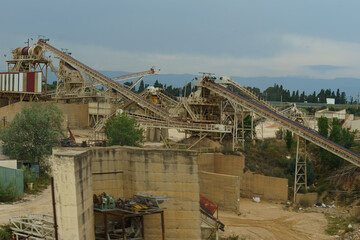 Industrial Mining Facility With Conveyor Belts and Machinery