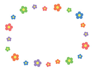 シンプルな花の円形フレーム