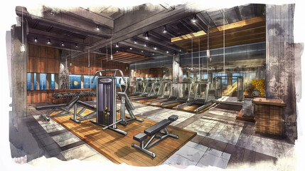 Modern Gym Interior with State-of-the-Art Fitness Equipment