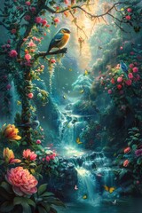Obraz na płótnie Canvas A Majestic Waterfall in the Jungle