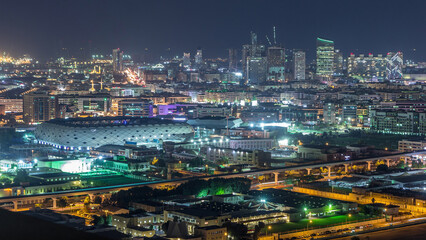 Fototapeta na wymiar Beautiful view of bright lights from Dubai aerial timelapse