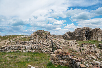 The scenic views of Kubadabad Palace was a complex of summer residences built for sultan Kayqubad I (1220–1237), ruler of the Sultanate of Rum, is located on the shores of Lake Beyşehir, Konya, Turkey