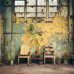 Two chairs in an abandoned room