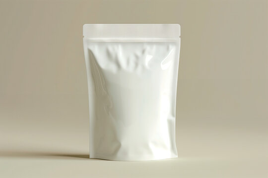 Mockup of white doypack isolated on pastel background