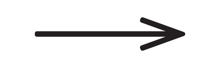 Straight line with point on start and arrow on finish. Symbol of direction, aim, target, path, easy challenge, fast way, ideal plan isolated on white background. Vector graphic illustration