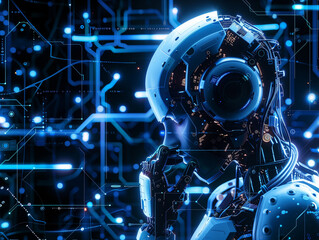 human robot, artificial intelligence, business intelligence, scientific symbols and laboratory equipment, neural networks, science fiction,  technology and anatomy,