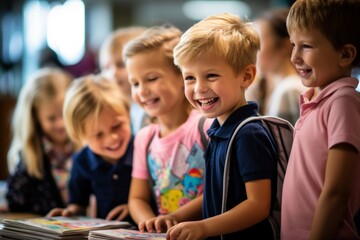 Fototapeta premium Happy Elementary School Children
