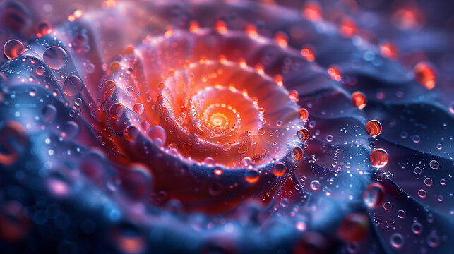 A spiral flower with red and blue colors