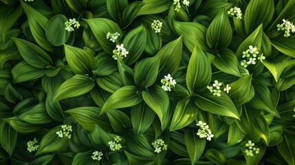 white flowers on a green background.