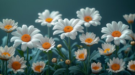 Daisies flowers. Close-up white spring flowers. Flowers background