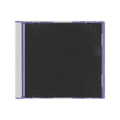 Fototapeta premium isolated mockup of old music CD disc jewel colored case with black cover layout for photo and artworks, in transparent background, y2k style