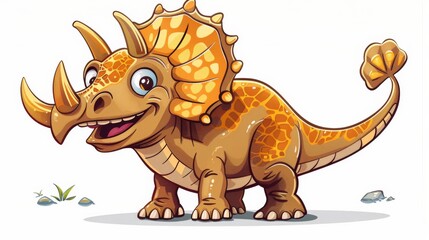 Colorful and friendly cartoon triceratops illustration, great for children's content and educational material