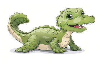 Fototapeta premium A delightful and amusing green cartoon crocodile, perfect for storytelling and fun educational visuals