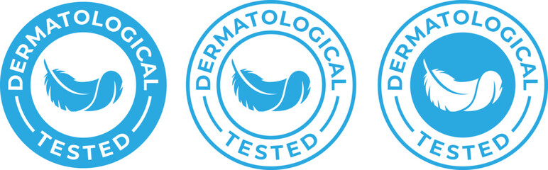 Dermatologically tested sign badge vector template logo. Suitable for business, product label, health care, skin care and information - obrazy, fototapety, plakaty