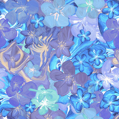Obraz premium abstract blue blurry flowers seamless pattern