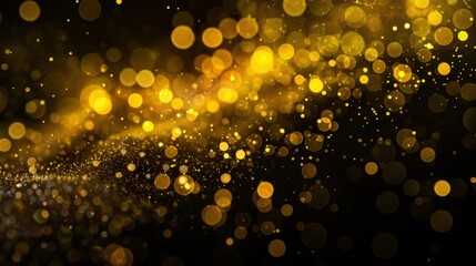 Close-up gold sparkle powder on black background