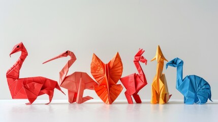 Group of Origami Birds on Table