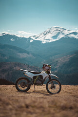 sports motorcycle for off-road, motorcycle in the mountains. Motocross