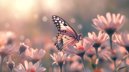 Butterfly and flowers