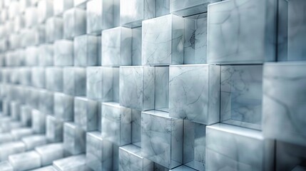 Randomly shifted marble cubes block the background wallpaper banner