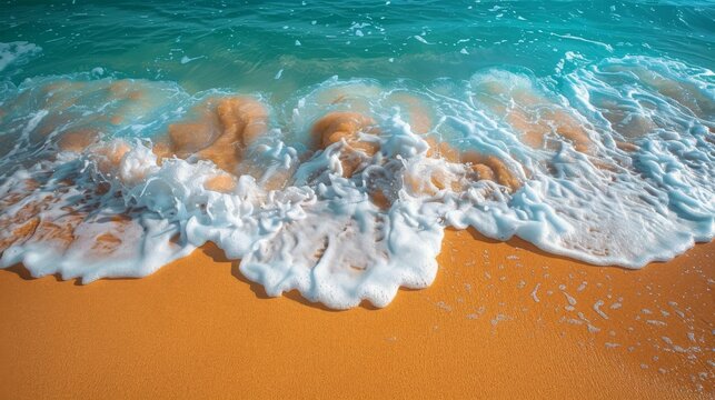 Fototapeta Beach With Waves Rolling In