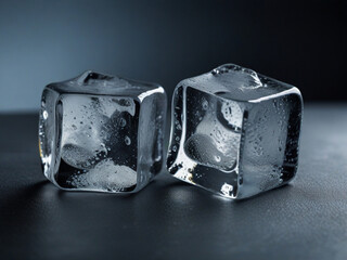 Chilled Refreshment: Three Ice Cubes on a Clear Background"