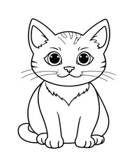Cute Cat Vector, Cat Coloring Page, Beautiful Cat Black and White, Cat Vector illustration 