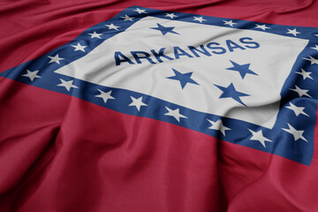Fototapeta premium waving colorful flag of arkansas state.