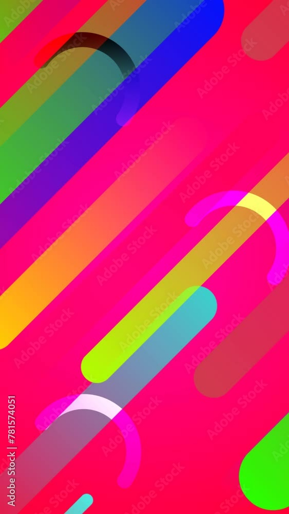 Poster vertical video blue gradient slow rounded lines fall down animation background