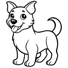 continuous line drawing of happy dog portrait