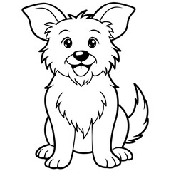 Cute dog in continuous line art drawing