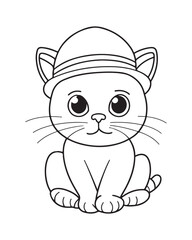 Cute Cat Vector, Cat Coloring Page, Beautiful Cat Black and White, Cat Vector illustration 