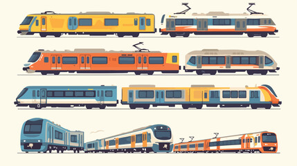 Metro train collection in vector sketch 2d flat car