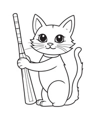 Cute Cat Vector, Cat Coloring Page, Beautiful Cat Black and White, Cat Vector illustration 