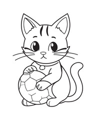 Cute Cat Vector, Cat Coloring Page, Beautiful Cat Black and White, Cat Vector illustration 