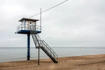 Zelfklevend Fotobehang Heringsdorf, Duitsland Rettungsturm am Strand von Heringsdorf / Insel Usedom