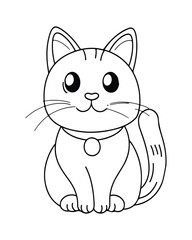 Cute Cat Vector, Cat Coloring Page, Beautiful Cat Black and White, Cat Vector illustration 